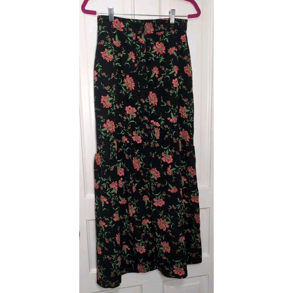ModCloth Floral Emphasis on Effortless Buttoned Maxi Skirt Women's S(1177)